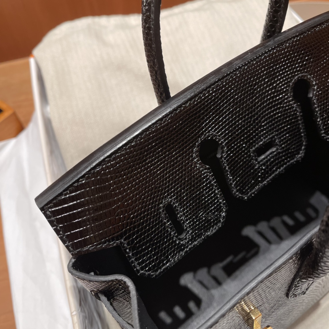 에르메스 버킨백25 블랙 금장 리자드 가죽